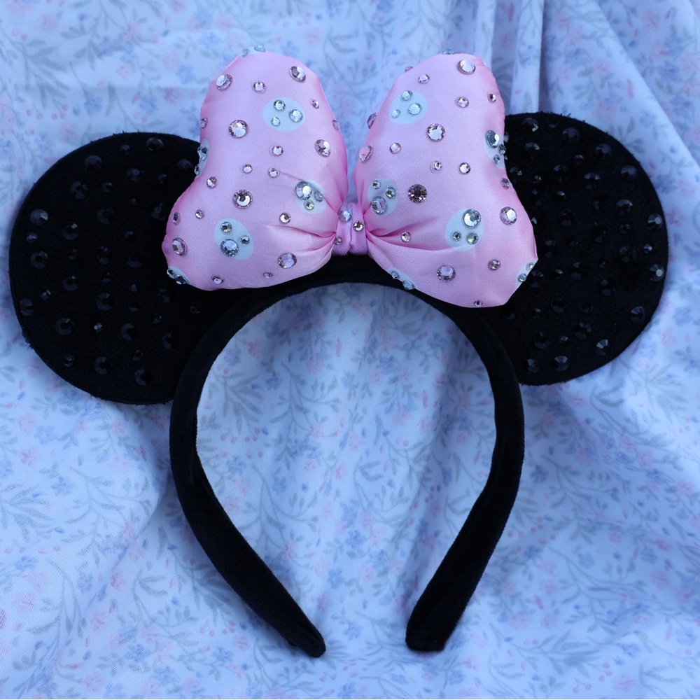 Pink and Black Minnie Mouse Ears Headband